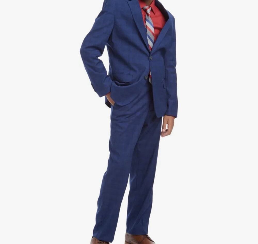 Tommy Hilfiger The Flex Pants Grecian Blue Plaid Boys MSRP $44.50 Sz 18 NWT